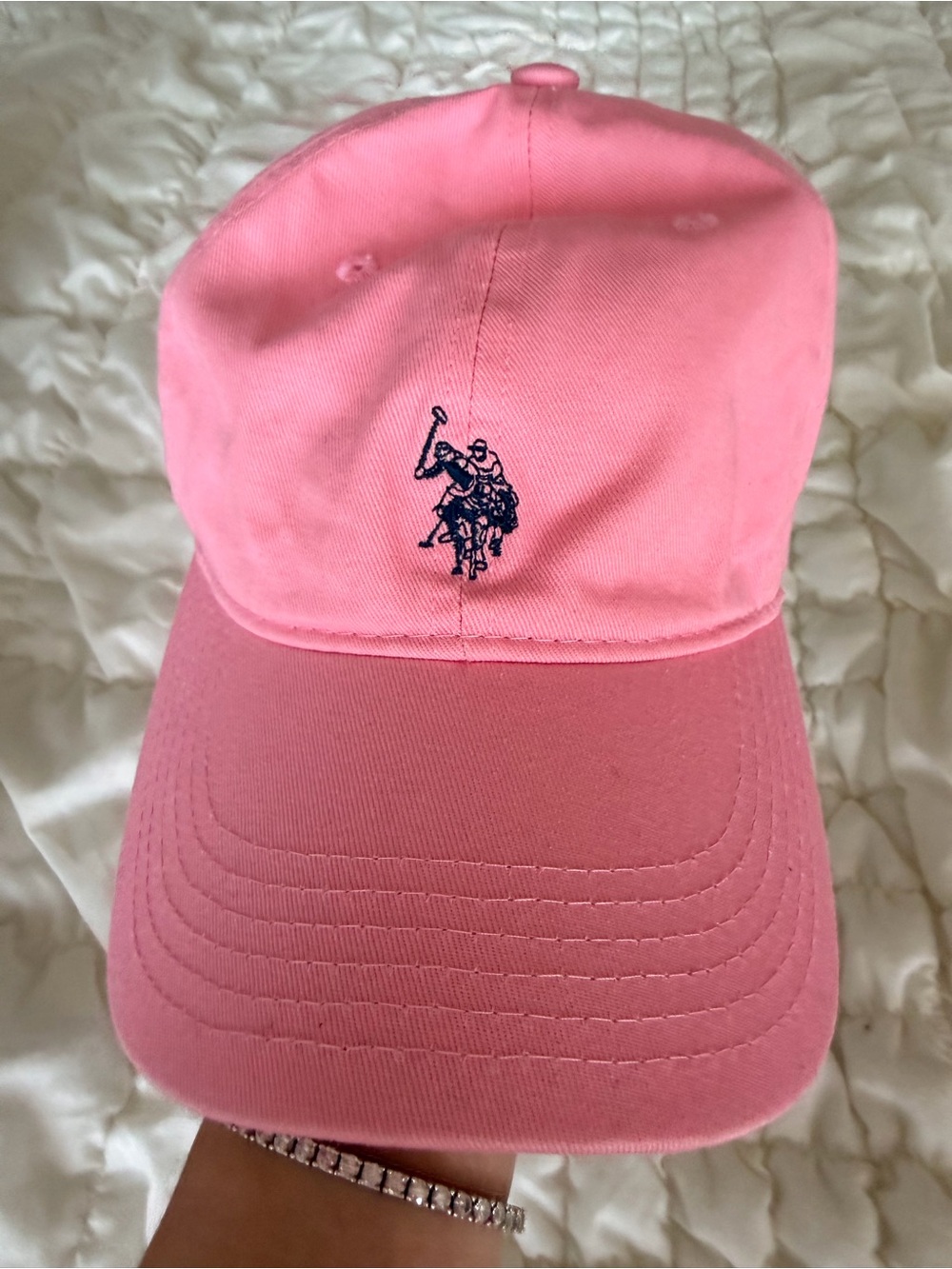 Polo by Ralph Lauren Pink Cap with Navy Polo Player Logo